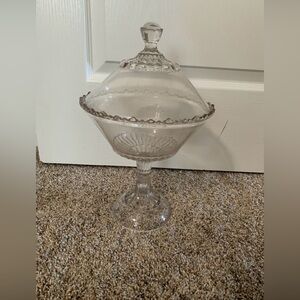 Early American Pattern Glass Pedestal Covered Compote
